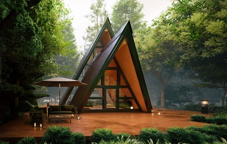 modern mountain cabin exterior
